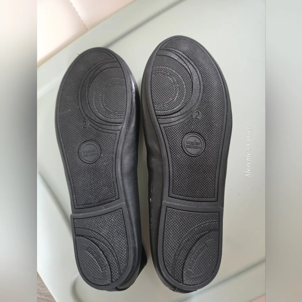 Wonder Nation  Girls Black Flats With Bows  Size 2